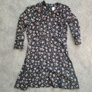 H&M divided floral zip back skater dress size 8